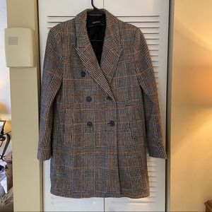 Zara Double Breasted Plaid Blazer in Size XS